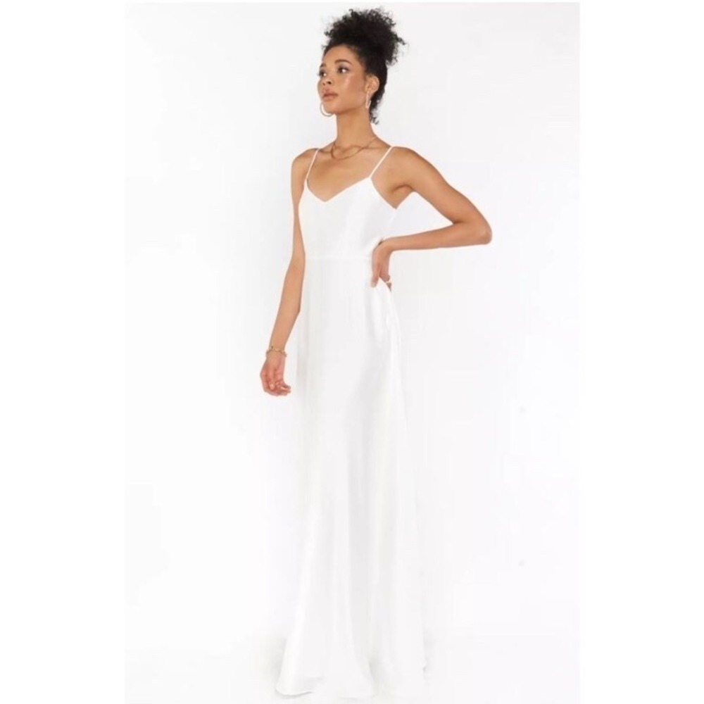 Show‎ Me Your Mumu SMYM Faith Maxi Dress White Ivory Luxe Satin Size XXL Bridal
